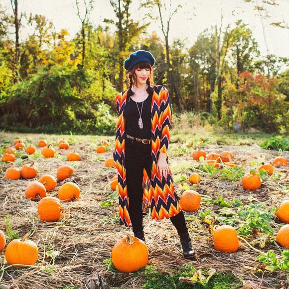Orange, Yellow & Blue Chevron Duster Cardigan! - Picture 1 of 2